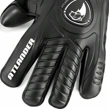 ATLANDER 1 Pair Latex Football Goalkeeper Gloves Fingersave Adults Youth Thickened Football Comfortable Breathable Durable Anti-Slip Professional Finger Protection Save Guard Match Training Wrist Strap Goalkeeper Soccer Outdoor Sports Men Women Goalkeeper Goalie Gloves Black