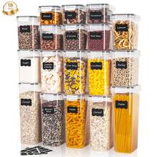 9/18/24pcs Airtight Food Storage Container With Lid, Sealed Capacity For Flour, Sugar, Baking Supplies, And Dry Goods With Labels And Tags, Dishwasher Safe, Plastic Food Jar For Kitchen Pantry Organization, Kitchenware. - trắng - Xem 4
