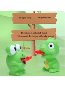 1 件带舌头的挤压青蛙玩具，有趣的坐立不安感官玩具，带声音的挤压抗压力恐龙玩具，适合儿童，玩具恐龙，一岁玩具，儿童玩具，儿童玩具，幼儿男孩玩具，恐龙>适合青少年的坐立不安玩具 - 彩色 - 查看 2