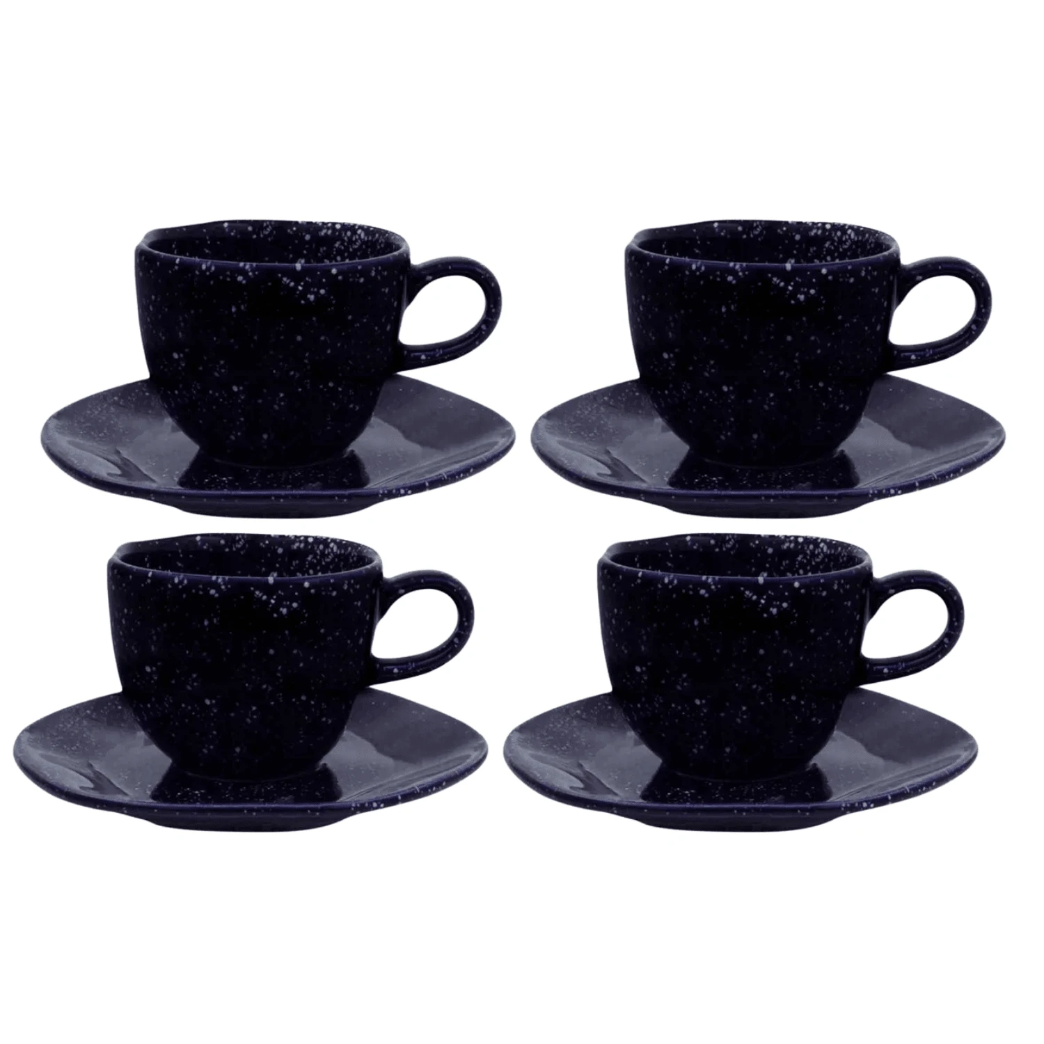Tea Coffee Cup Set With Saucer 220ml 4 Piece Kit Ryo Sapphire Porcelain Oxford Navy Blue - 藏蓝色 - 查看 1