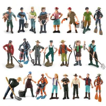 1pc Realistic Farm & Ranch Scene Figurines, Farm Animal Toys, Sheep And Shepherd, Horse With Wheels,Horse Toys,Farmer,Horse Toy