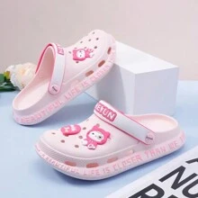 Cute Cat Design Breathable Mesh Slip-On Sandals, Summer Wear For Women, Non-Slip, Beach, Nurse Shoes