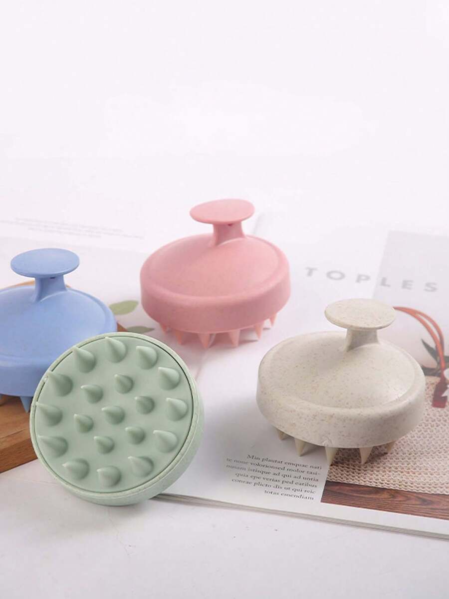 💰1pcs莫兰迪色硅胶洗头刷头部按摩清洁头皮经络抓头神器刷头发头皮清洁刷头发神器按摩刷男女头部按摩梳子洗澡理发店用 - 彩色 - 查看 1