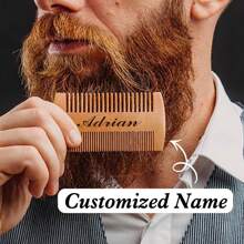 Customized Exclusive Name Beard Comb Wood, Customized Beard Comb, Personalized Beard, Carved Beard Comb, Father's Day Gift For Dad