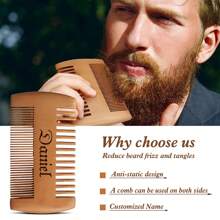 Customized Exclusive Name Beard Comb Wood, Customized Beard Comb, Personalized Beard, Carved Beard Comb, Father's Day Gift For Dad