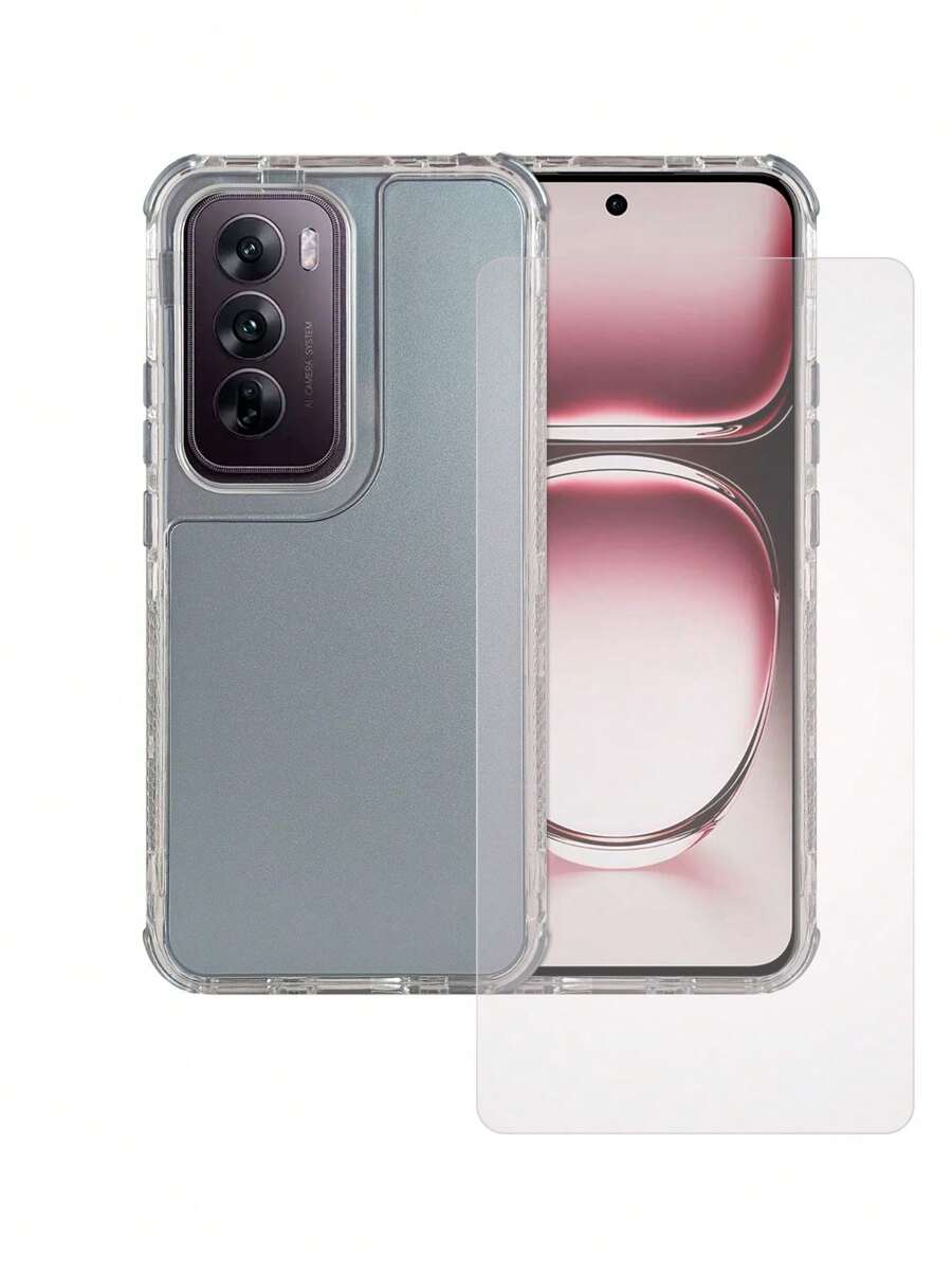 360 3 In 1 Heavy Duty Metal Color Case For Oppo Reno 12 5g Rainbow + Hydrogel Mica - Baby Blue - View 1