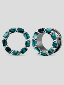 一对不锈钢分段彩色耳塞扩张器 Ocenic Serenity 隧道穿孔螺丝耳塞耳环塞拉伸器穿孔珠宝