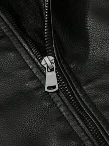 LEDUNTINO Męska modna kurtka skórzana z zamkiem błyskawicznym, casualowa, outdoorowa, z polaru, w sportowym stylu, w jednolitym kolorze, kurtka typu bomber, prezent dla chłopaka, męska wiatroszczelna kurtka skórzana na jesień/zimę, ze stójką, skórzana kurtka motocyklowa, męska skórzana kurtka na wiosnę/jesień