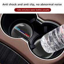 1pc Round Car Cup Holder Coaster Pad, Carbon Fiber Cup Holder Insert Non-Slip Cup Mat For BMW 1 3 5 7 2 4 6 X Series X1 X3 X5 X6 X4 - one-size - View 10