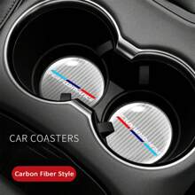 1pc Round Car Cup Holder Coaster Pad, Carbon Fiber Cup Holder Insert Non-Slip Cup Mat For BMW 1 3 5 7 2 4 6 X Series X1 X3 X5 X6 X4 - one-size - View 6
