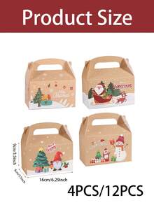 PARTYJRONE 4 hộp/12 hộp 16x9x9cm dùng để đóng gói quà tặng Giáng sinh, túi đựng quà có quai xách, thích hợp để trang trí quà tặng Giáng sinh, đồ trang trí Giáng sinh, đồ trang trí Giáng sinh, quà tặng Giáng sinh, giấy gói quà Giáng sinh, đồ dùng cho tiệc Giáng sinh, túi đựng quà Giáng sinh, nhãn dán Giáng sinh - Nhiều màu - Xem 7