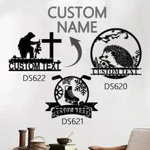 1 peça Placa de Metal Personalizada com Ouriço, Placa de Ouriço, Placa de Nome de Ouriço, Placa de Metal de Soldado Ajoelhado Personalizada com Ouriço de Hóquei, Arte de Placa de Metal, Placa de Amante de Ouriço para Decoração de Casa - Preto - Visão 1