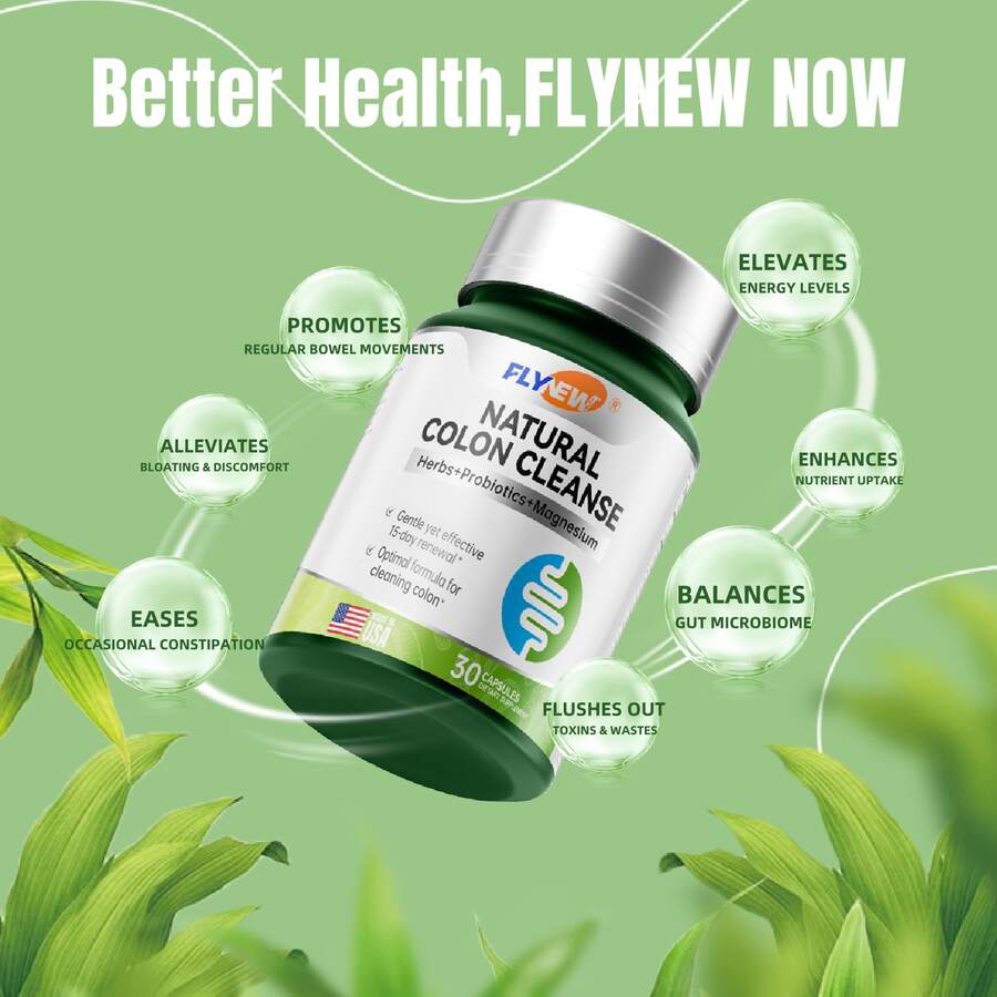 15 Day Cleanse- Natural Colon Cleanser, Gut And Colon Support, Advanced Formula With Magnesium, Cascara Sagrada Bark, Focus On Gut Health For Women And Men, 30 Capsules - 無味的 - 查看 1