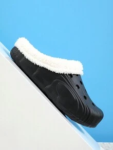 Herr vintertofflor med foder, svarta varma hustofflor, mjuka och bekväma - Svart - Visa 4
