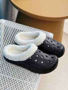 Herr vintertofflor med foder, svarta varma hustofflor, mjuka och bekväma - Svart - Visa 3