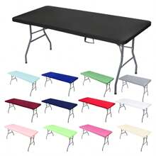 “耐用”室内美观可拉伸矩形桌布 - 非常适合折叠桌、室内外使用、野餐、派对和露营圆桌桌布矩形桌布(有多种颜色和尺寸可供选择) - 彩色 - 查看 2