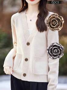 6 件/包复古玫瑰花金属纽扣，缝制装饰纽扣，适用于衬衫、衬衫、毛衣、羊毛衫、连衣裙、外套、夹克、鞋子、帽子、礼品盒、包、DIY 配件