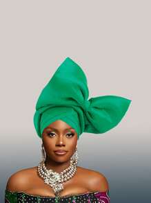 Afrikaanse hoofddoek, grote strikontwerp hoofddoek hoed, glanzende zijden gelaagde band, Nigeriaanse hoofddeksels, autogel hoofddoek hoed is speciaal voorbereid voor bruiloften, feesten en speciale gelegenheden