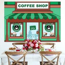 1 pieza Elegante banner de fotografía de fondo para café verde, nueva tela decorativa de poliéster multifunción de 210*150 cm/150*100 cm/100*75 cm, prominente paño colgante para decoración de café, para decoración del hogar, decoración de fondo para retratos, accesorios de estudio de fotografía, sin necesidad de electricidad - Multicolor - Ver 5