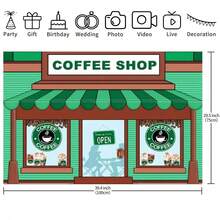 1 pieza Elegante banner de fotografía de fondo para café verde, nueva tela decorativa de poliéster multifunción de 210*150 cm/150*100 cm/100*75 cm, prominente paño colgante para decoración de café, para decoración del hogar, decoración de fondo para retratos, accesorios de estudio de fotografía, sin necesidad de electricidad - Multicolor - Ver 8