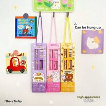 1 套文具 5 件/套，卡通宇航员设计，铅笔，尺子，卷笔刀，橡皮擦，学习用品礼物 - 彩色 - 查看 10