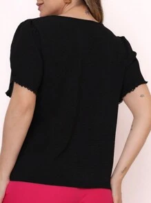 Smile Fashion Women's Blouse Short Sleeve Dune Fabric - màu đen - Xem 3