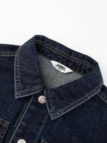 Annil Tween Boys Collar Denim Jacket, Spring And Autumn Casual Top, Fashion , Cool, Handsome And Versatile - Blue - View 4