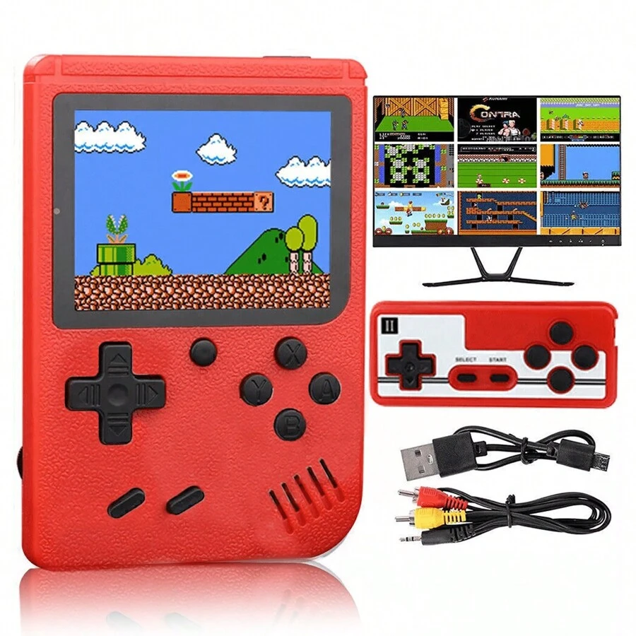 Handheld Retro Video Game Console  Built-In 500 In 1 Classic Games Player - Red - View 1