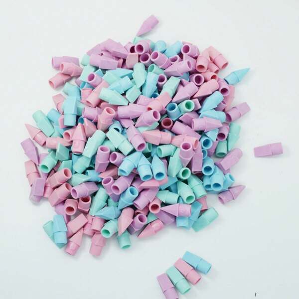 20/200pcs Macaron Color Pen Caps Clean And Stainless Eraser Refills, Office Supplies Pen Eraser Caps, Portable Detachable Bullet Head Eraser Caps Back To School