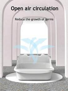 1 hộp đựng cát vệ sinh cho mèo nửa kín và chống bắn tung tóe kèm xẻng xúc cát vệ sinh cho mèo, nhà vệ sinh cho thú cưng nửa hở thời trang mới, thích hợp cho mèo, dễ chăm sóc, dễ vệ sinh - trắng - Xem 7