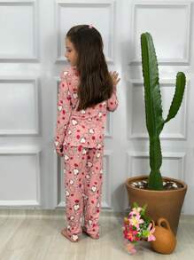 Pijama de frio Infantil Menina Inverno Manga Longa Suede Estampado