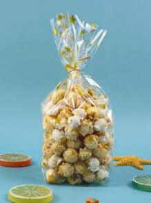 40 pièces Sac d'emballage de biscuits de cuisine à imprimé étoile, sac de friandises, bon pour boulangerie, biscuits, bonbons, desserts, avec attache métallique torsadée, fournitures scolaires, sac alimentaire, boîte alimentaire convenant pour bonbons, chocolat, biscuits etc.