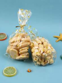 40 pièces Sac d'emballage de biscuits de cuisine à imprimé étoile, sac de friandises, bon pour boulangerie, biscuits, bonbons, desserts, avec attache métallique torsadée, fournitures scolaires, sac alimentaire, boîte alimentaire convenant pour bonbons, chocolat, biscuits etc.