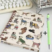 1pc Cute Dog Spiral Notebook With High-End Appearance, Unique & Practical A5 Detachable Note Pad,School Supplies,Back To School