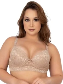 Kit 3 Plus Size Support Bra Reinforced Women's With Lace Cup Thick Adjustable Strap With Underwire - 彩色 - 查看 4