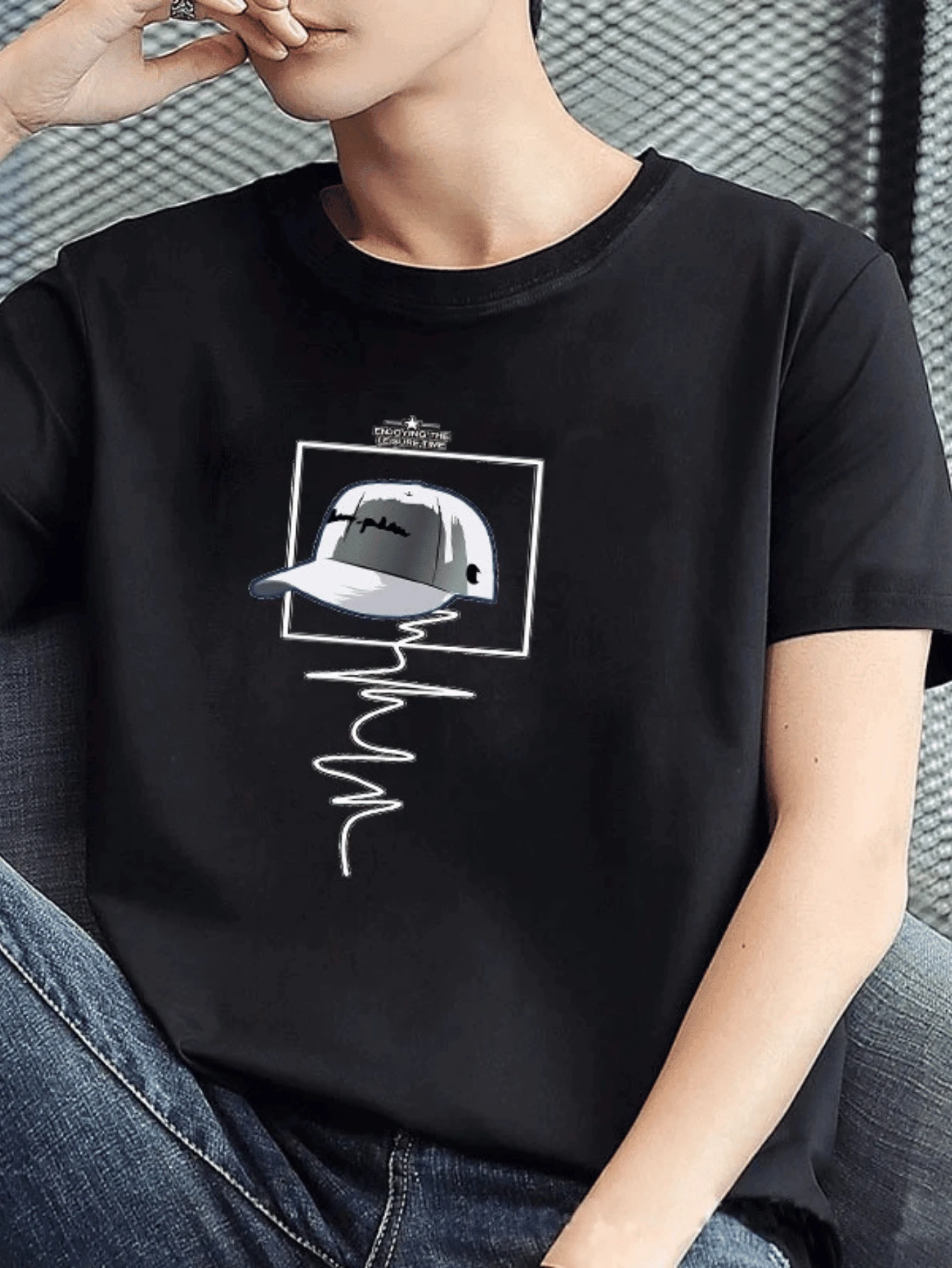 Men's 3D Printed T-Shirt BONE Mesh - 黑色 - 查看 1