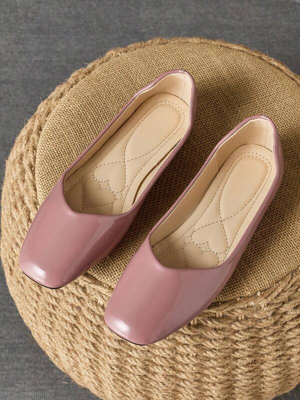 Pantofi de damă cu vârf pătrat la modă, ocazional, fără adâncime, în roșu, violet, negru, galben, portocaliu, caise pentru birou, ținute zilnice și în aer liber