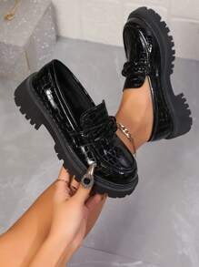 2024 Novos Sapatos Pequenos De Sola Grossa Estilo Britânico De Verão Para Mulheres, Mocassins De Plataforma Retro Da Moda Ins, Antiderrapantes