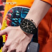 SANDA Men Watch Digital Quartz Military Sport Wristwatch Top Brand Luxury Alarm Date Week Stopwatch Strap Waterproof Electronic Male Clock Gift 6157 - Black - View 3