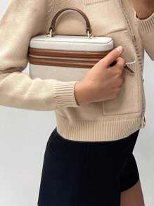 Fashionable Small Square Box Bag, Handbags, Shoulder Bags, Crossbody Bags, Suitable For Banquets, Office Workers, Middle School, High School, University, Bag For Women Elegant - Brown - View 2