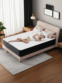Full Size Mattress, Boxed Memory Foam Hybrid Queen Size Mattress, Individually Pocketed Springs For Breathable Comfort, Sleep Support And Pressure Relief - 黑與白 - 查看 2