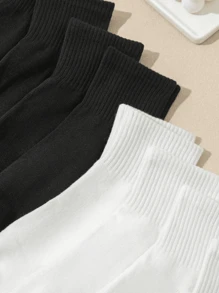 5 双纯色女士圆领袜、防臭袜和女士中筒袜套装 - 白色 - 查看 2
