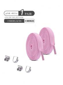 1pair Elastic No-Tie Shoelaces, Multiple Colors Available For Sneakers, Sports Shoes (Note: Actual Colors May Vary Slightly Due To Different Monitor Settings)