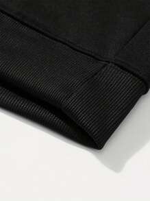 2024新款男士宽松套头卫衣，加大码，保暖内衬，休闲美式风格，秋冬季，万圣节适用 - 黑色 - 查看 7