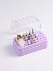 30 Holes Nail Art Drill Bits Storage Holder Grinding Polish Head Display Organizer Nail Art Tool 2 In 1 Sanding Head Brush - Multicolor - View 13