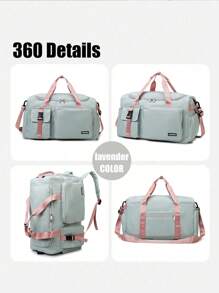 Buqingting 1 件新款大容量多功能多个口袋纯色防水面料可悬挂在行李隔层上，配有可调节肩带设计和拉链背面，适用于女士行李包，适合度假，适合旅行，适合锻炼，适合绿粉色旅行包，适合手提箱，过夜包，健身包，行李袋，周末包，行李袋，随身携带包，大学包，行李袋，周末包，医院包，冬季 - 綠色 - 查看 4