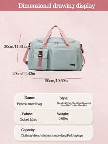 Buqingting 1 件新款大容量多功能多个口袋纯色防水面料可悬挂在行李隔层上，配有可调节肩带设计和拉链背面，适用于女士行李包，适合度假，适合旅行，适合锻炼，适合绿粉色旅行包，适合手提箱，过夜包，健身包，行李袋，周末包，行李袋，随身携带包，大学包，行李袋，周末包，医院包，冬季 - 綠色 - 查看 3