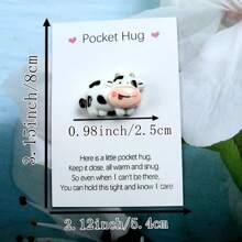 2pcs Cute Cow Pocket Hug Cards - Charming Animal Talisman For Encouragement And Gifts - Ideal For Birthday, Wedding, Halloween, Christmas - Unique Back-To-School Thank-You Gifts - Black and White - View 5