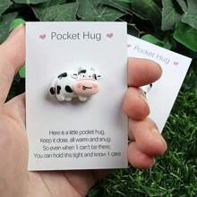 2pcs Cute Cow Pocket Hug Cards - Charming Animal Talisman For Encouragement And Gifts - Ideal For Birthday, Wedding, Halloween, Christmas - Unique Back-To-School Thank-You Gifts - Black and White - View 3
