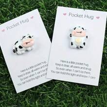 2pcs Cute Cow Pocket Hug Cards - Charming Animal Talisman For Encouragement And Gifts - Ideal For Birthday, Wedding, Halloween, Christmas - Unique Back-To-School Thank-You Gifts - Black and White - View 6